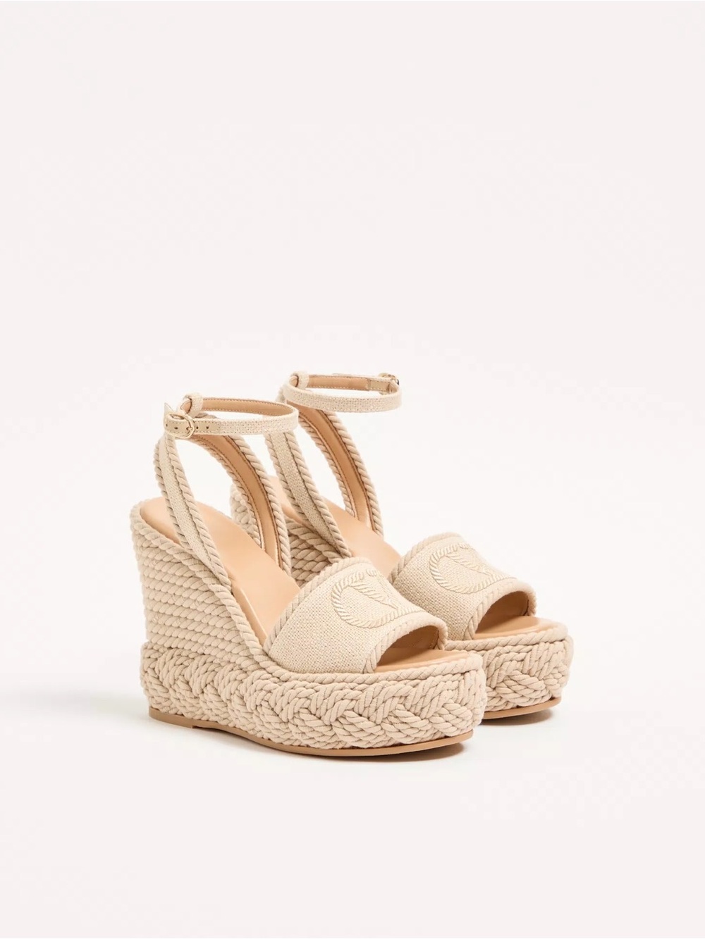 VALENTINO VLogo Torchon Wedge Sandal In Linen Canvas 130Mm 37 EU